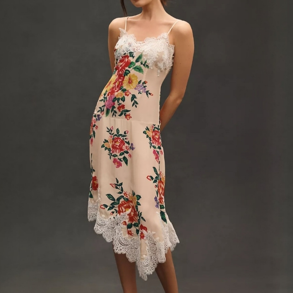Anthropologie Sleeveless Lace Floral Dress